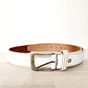Roger Ximenez White French Calf Leather Belt